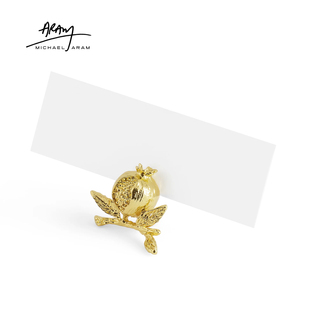 Michael Aram石榴座位卡夹卡架铜合金金色纸架宴会卡送礼礼盒包装