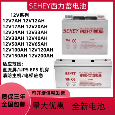 SEHEY西力蓄电池NPG12V17A20A24AH38AH40AH65AH100AH直流屏UPSEPS