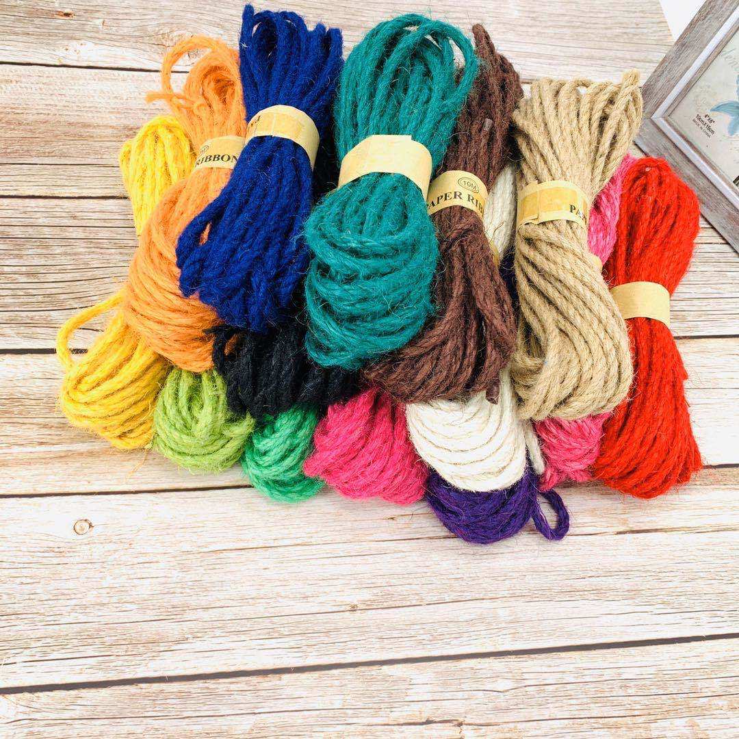 5mm彩色麻绳黄麻绳亚麻绳幼儿园小学diy手工装饰品缠绕绳10米一把