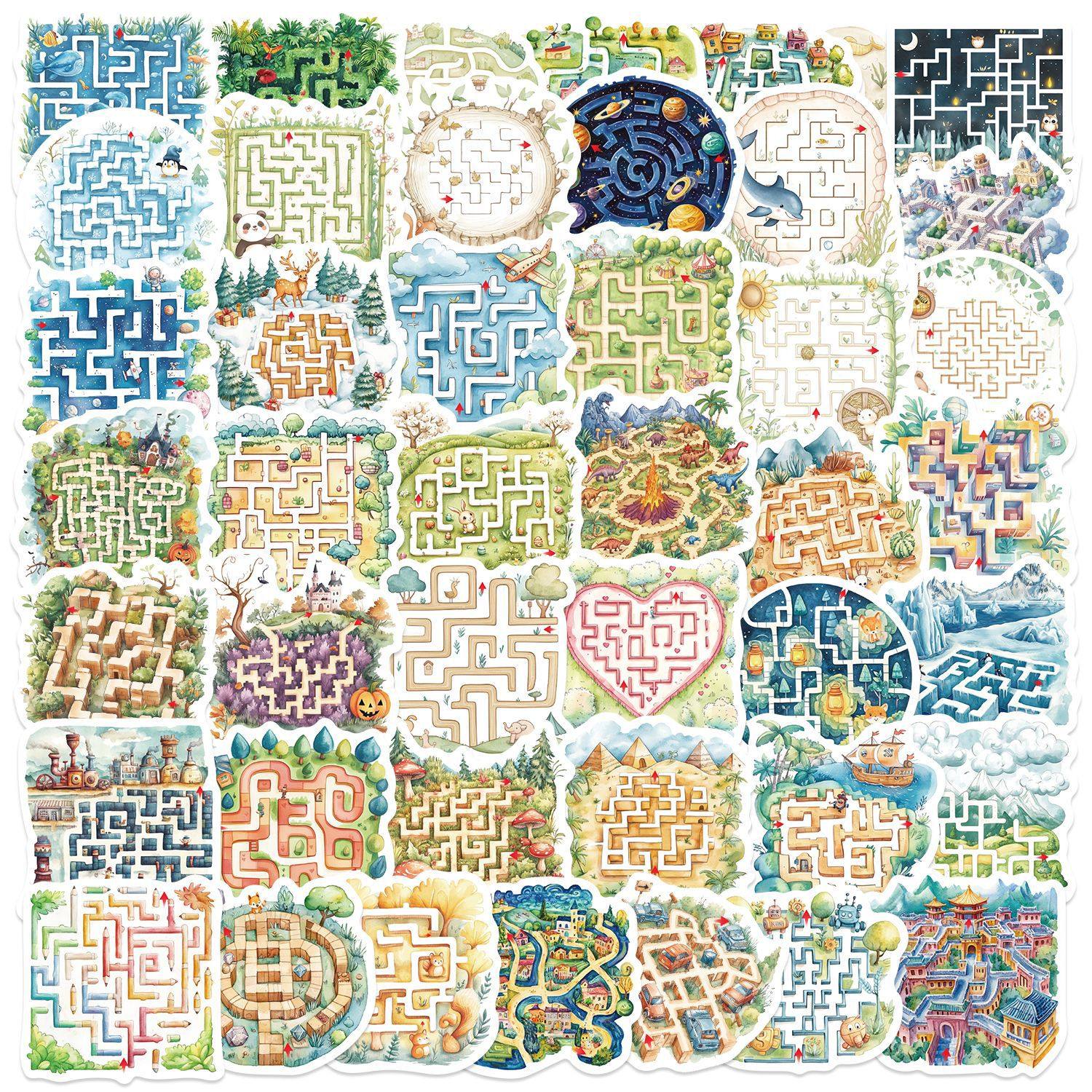 100张迷宫游戏贴纸卡通动漫风高颜值创意可爱桌面墙壁装饰DIY贴纸