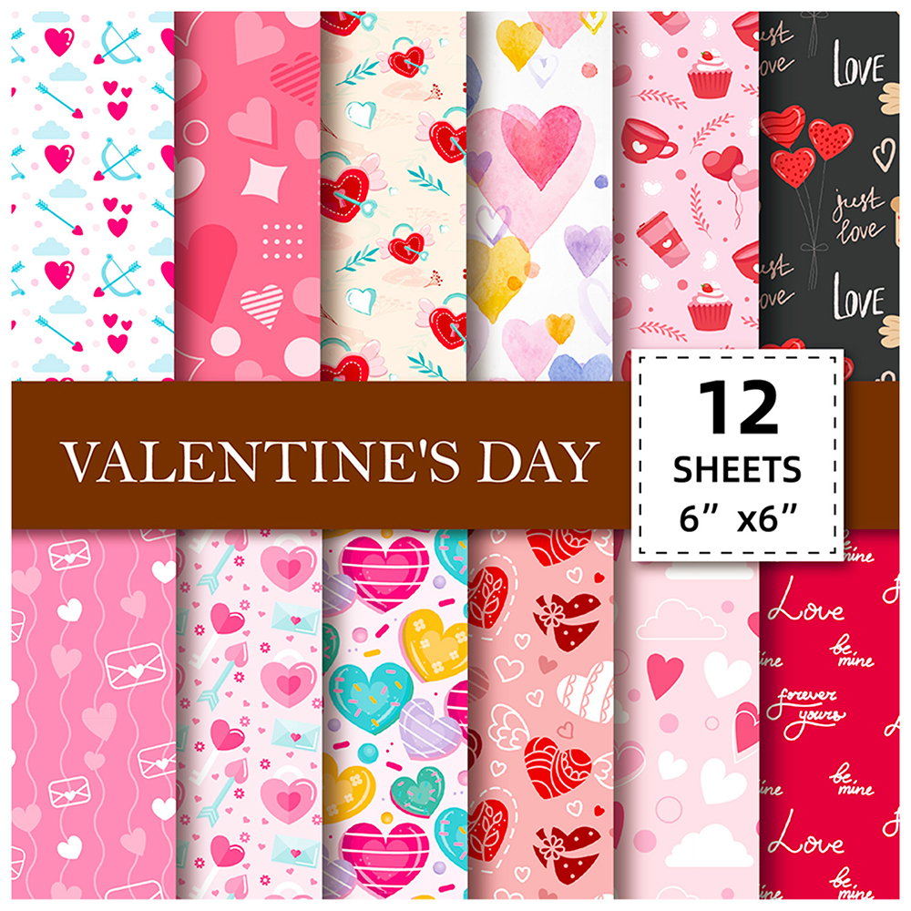 24张ins风浪漫系列情人节素材包diy材料可裁剪拼贴装饰背景纸