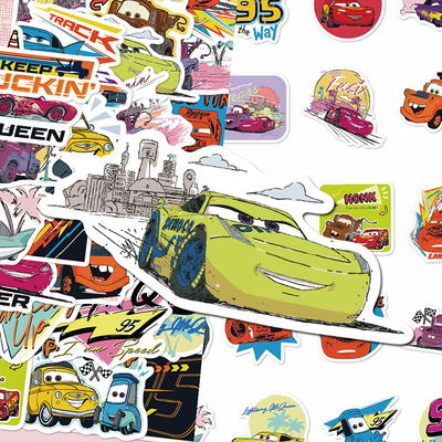 100张迈阿密汽车贴纸卡通可爱酷炫高颜值小汽车创意装饰diy手账本