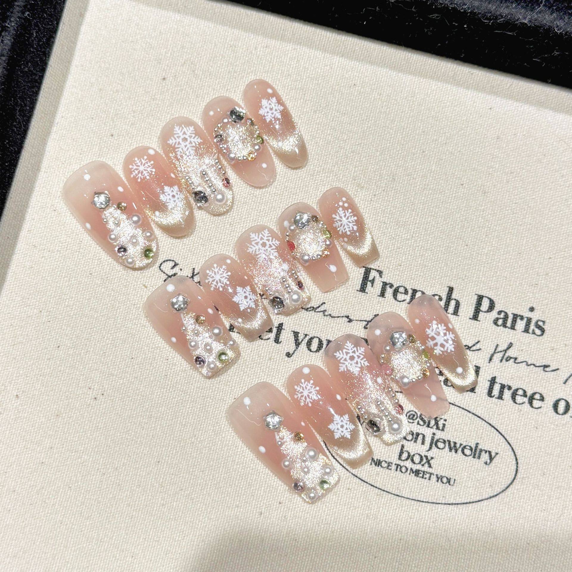 魅甲【冰雪圣诞】新款手作精品圣诞冰雪爆款穿戴美甲,彩妆/香水/美妆工具,穿戴甲/甲片,淘宝优惠券,粉丝福利购,淘宝优惠卷