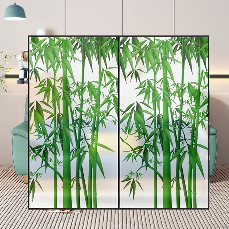 竹子玻璃贴纸卫生间窗花防走光