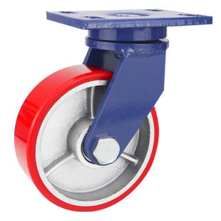 超重型脚轮铁芯PU轮4寸5681012寸聚氨酯万向轮耐磨静音省力脚轮