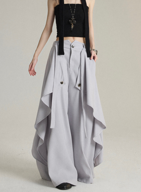 FG721 原创设计感小众裤裙早秋山本耀司新中式高腰休闲阔腿裙裤