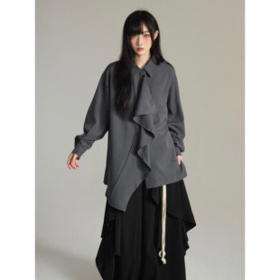 衬衣 小众无性别中性穿搭新中式 FG721 原创设计感围巾领衬衫