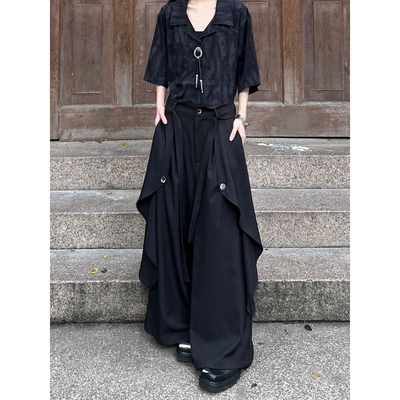 高腰新中式九分阔腿裤