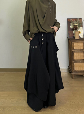 FG721原创高级感西裤山本耀司裤裙女设计感小众九分阔腿裙裤子男