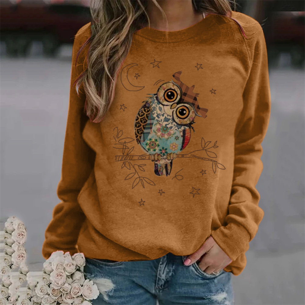 Owl printed lon卫衣/绒衫