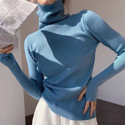 Versatile high-necked pullover knit derlay高领套指针织打底衫
