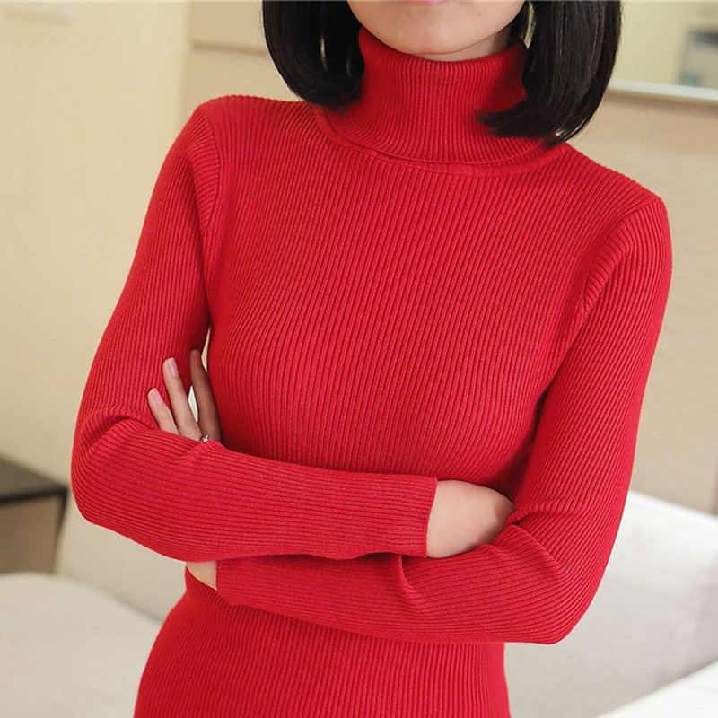 Mid-length  hig h-neck  warm knit  中长款高领保暖针织打底衫