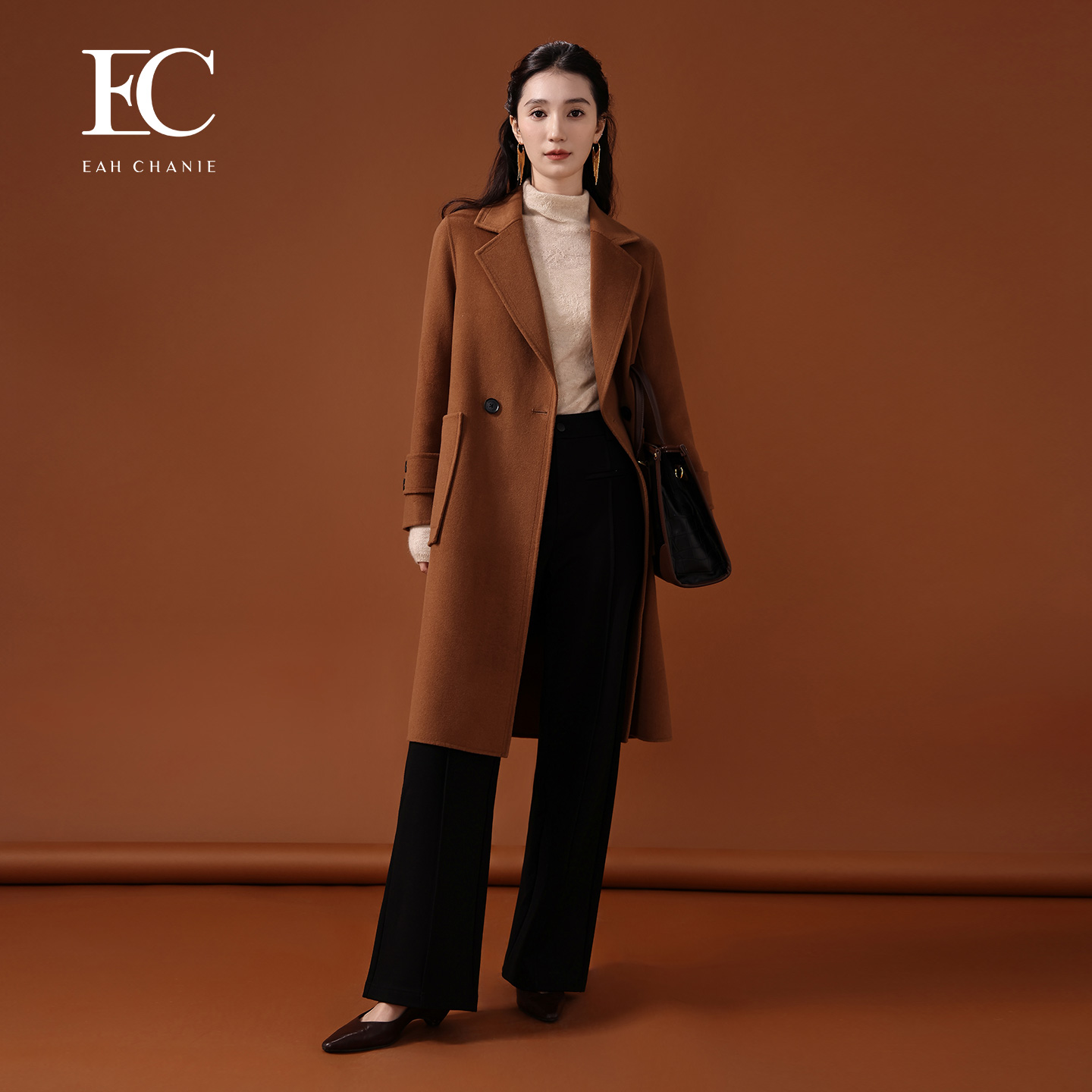 奕辰英伦风绵羊毛双面呢大衣