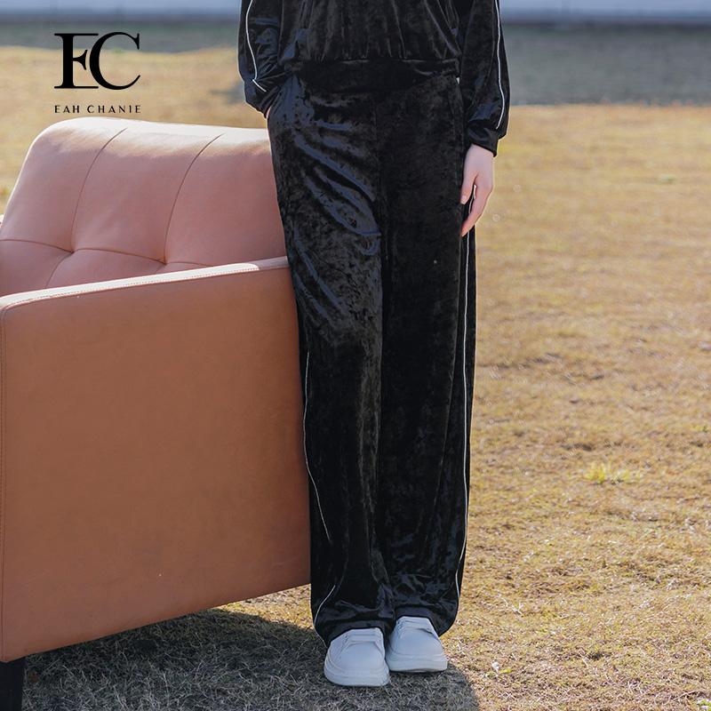 EAHCHANIE丝绒松紧腰休闲裤