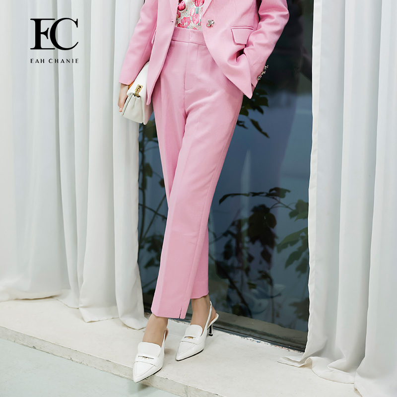 EAHCHANIE通勤高腰九分西装裤