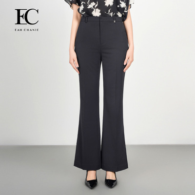 奕辰简约高腰OL风微喇长裤