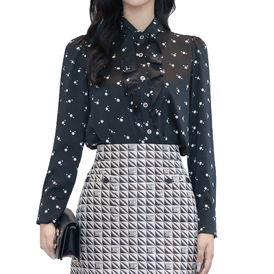 奕辰百搭时尚荷叶边设计长袖