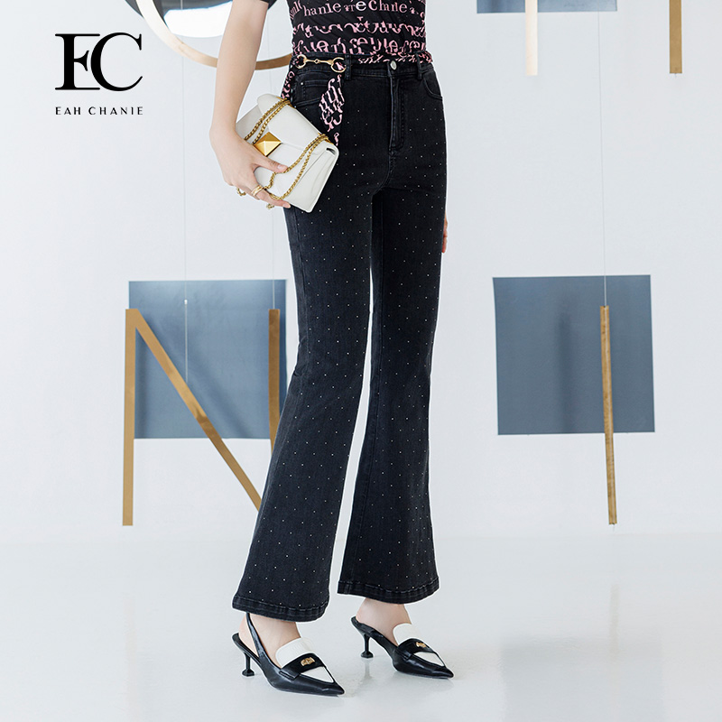 EAHCHANIE高腰微喇裤