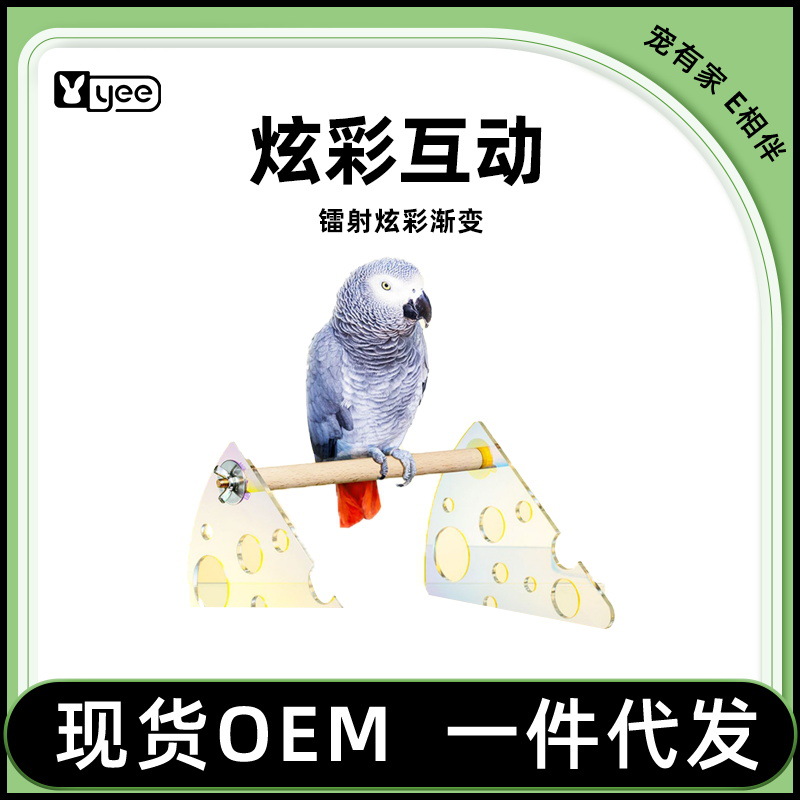 鹦鹉桌面站架炫彩文鸟牡丹玄凤站杆训练专用亚克力镭射站台ZOOLIN