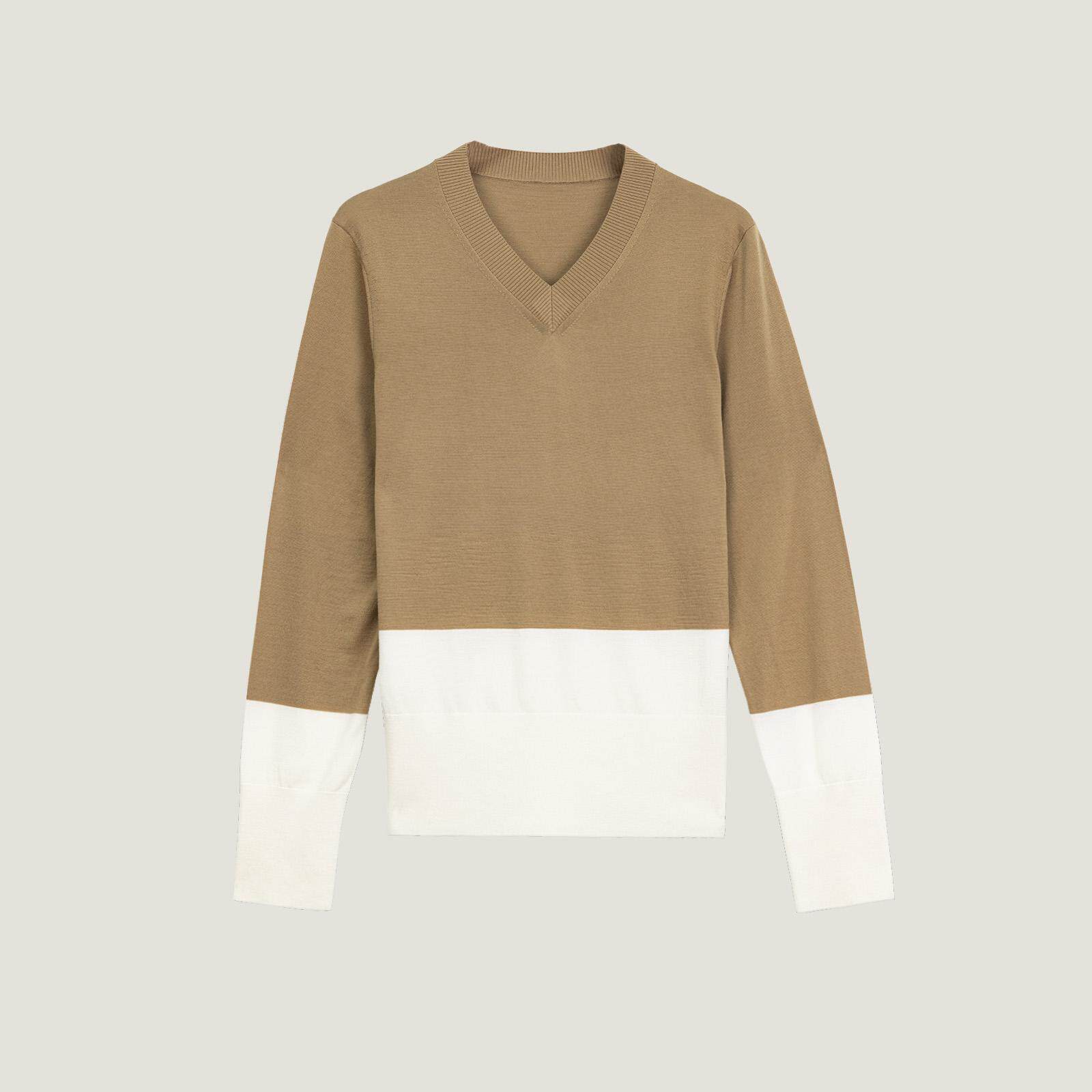 舒适派【静奢系列】国王礼物.13.7细度黄金羊毛V领针织羊毛衫