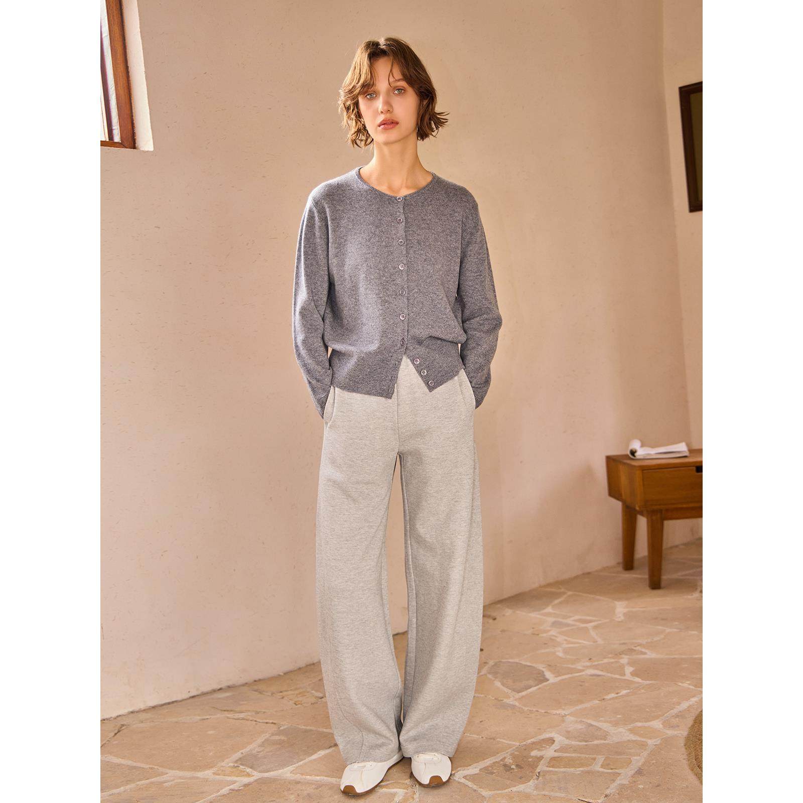 THEEASE舒适派绵羊毛混纺柔软舒适休闲百搭抗皱耐磨女垂坠阔腿