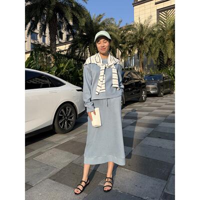 THEEASE舒适派棉半身裙卫衣套装