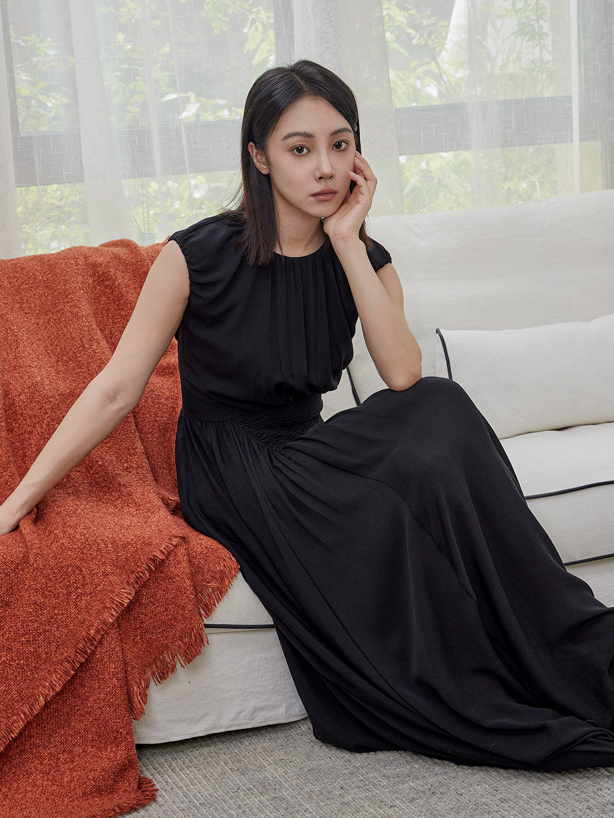 舒适派【静奢系列·演奏家】28姆米真丝鬼绉.双层修身显瘦连衣裙