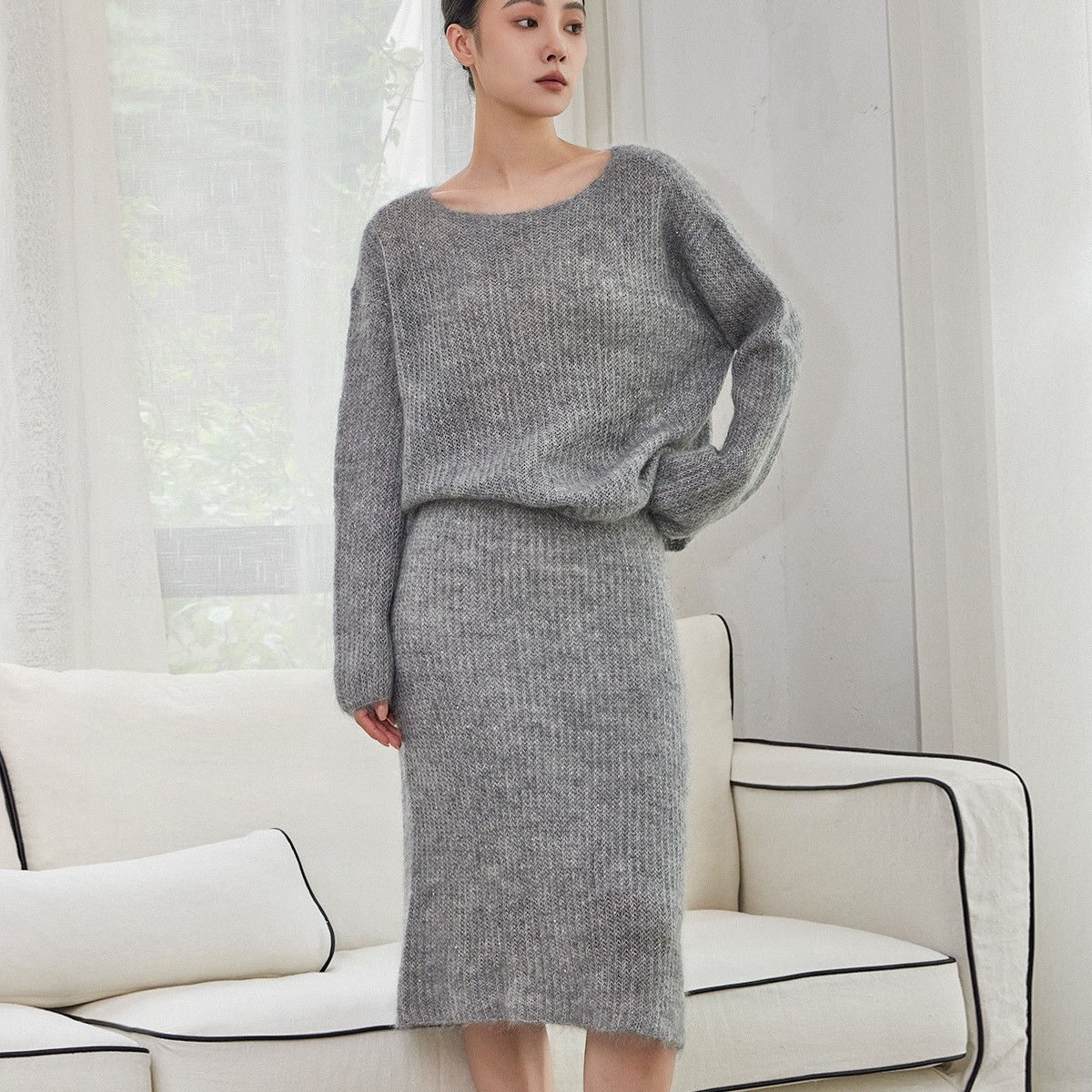 舒适派【致柔美】马海毛+羊毛亮闪针织套装【限时清仓】