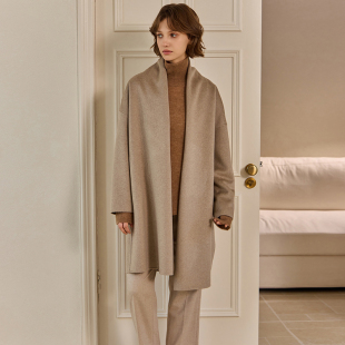 THEEASE舒适派 13.5微米小山羊绒大衣女斗篷廓形风衣 静奢系列