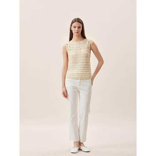 THEEASE舒适派休闲显瘦气质女款立体镂空针织背心