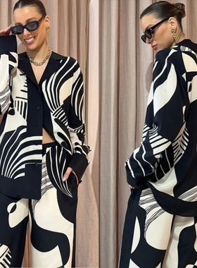 Style shirt wide leg pantsuit 韩版时尚气质长袖衬衫阔腿裤套装