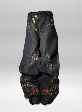 Wide leg jeans street pants 宽松阔腿牛仔裤时尚刺绣男街头长裤