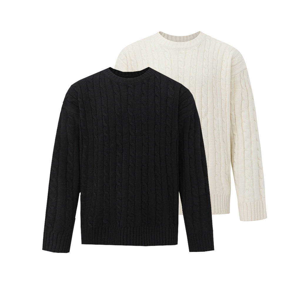 日系麻花毛衣韩版潮流保暖针织上衣 Men's sweater warm knit top