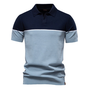 shirt sleeved 针织POLO衫 拼色上衣 Men 男短袖 knit short POLO