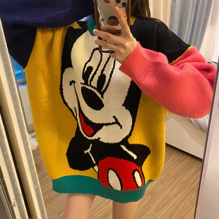 thickened 韩版 sweater top 米奇加厚毛衣女针织上衣 knit Mickey