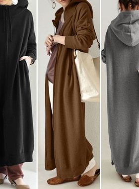 连帽运动加绒卫衣长袖外套大码长袍 Hooded sports fleece hoodie