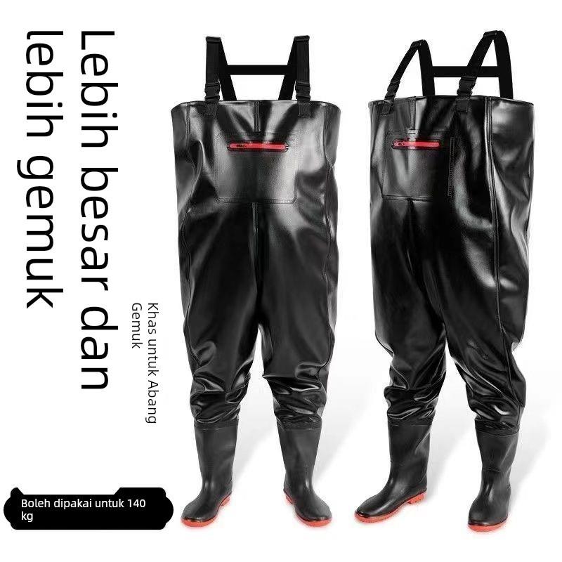 加肥加大码新款耐磨半身衣服涉水全身连体防水捕鱼裤子水鞋雨裤