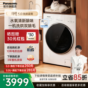 松下10kg家用全自动洗烘一体智投洗衣机F2FD1官方旗舰 白月光5.0