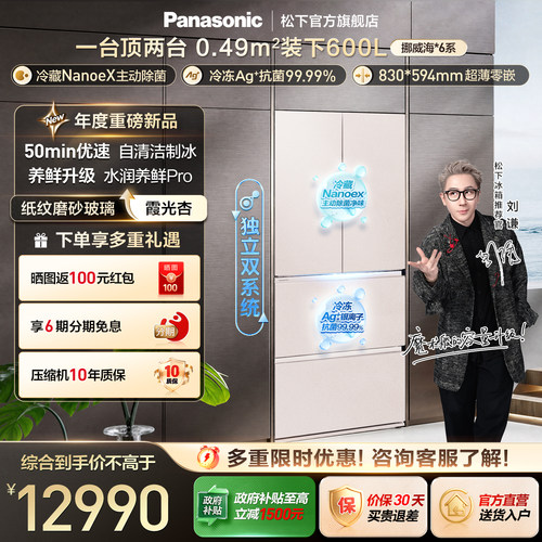 松下挪威海600L零嵌双净制冰冰箱