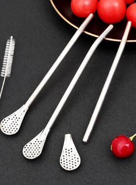 304 Stainless Steel Straw Spoon, Detachable for Coffee, Milk