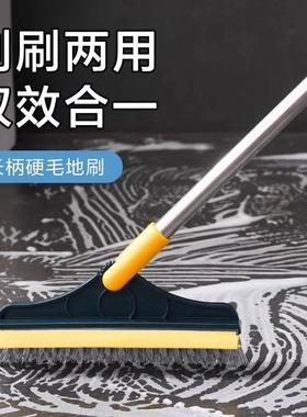Long-handled brush for bathroom floor and wall tile cleaning