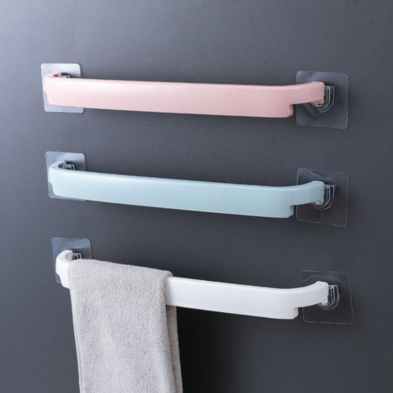 No-drill bathroom towel rack, single rod storage shelf, wall