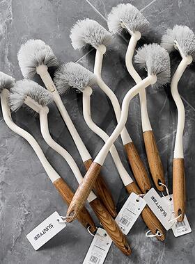 Japanese-style bent-head toilet brush with soft bristles and