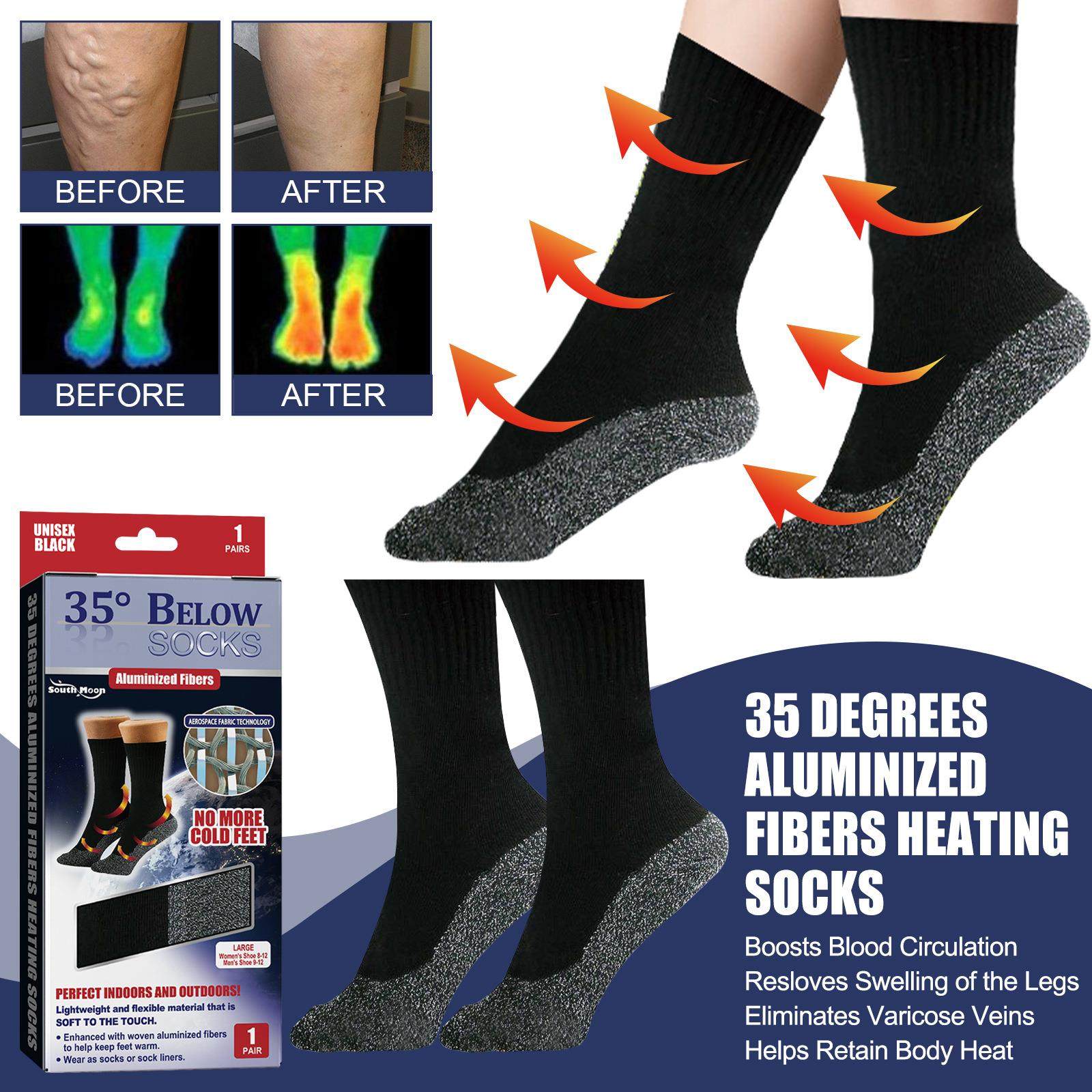 South Moon 35-Degree Aluminum-Coated Fiber Heating Socks - P,女士内衣/男士内衣/家居服,连裤袜/打底袜,淘宝优惠券,粉丝福利购,淘宝优惠卷