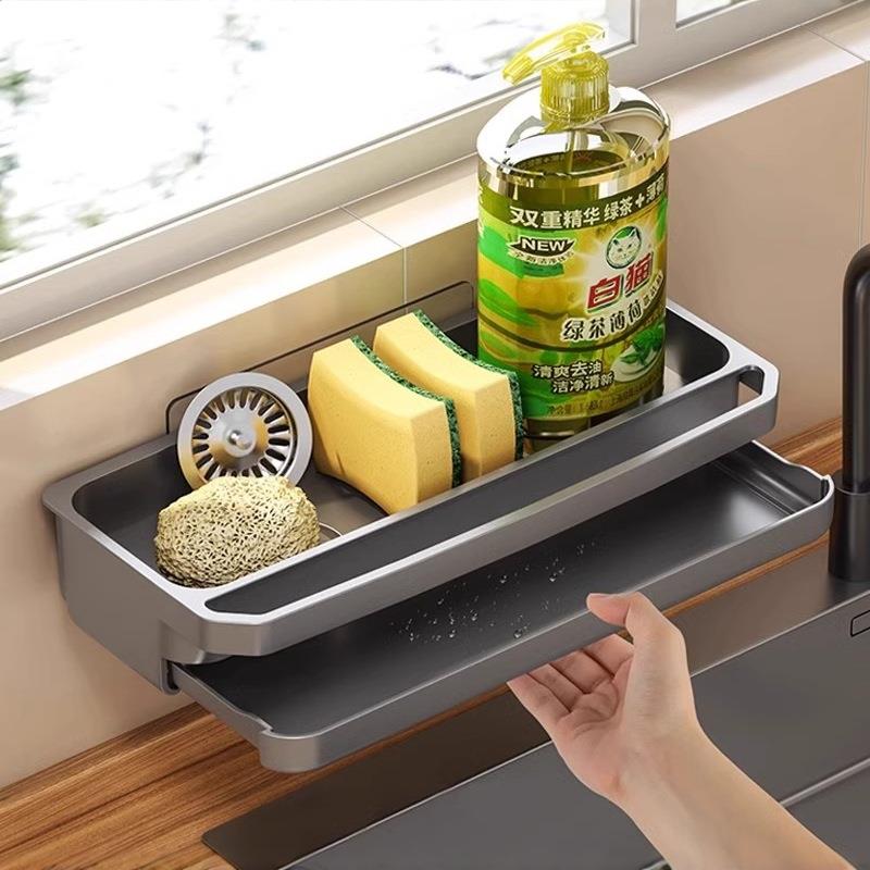 Kitchen Sink Organizer Rack, Wall-Mounted Multi-Function Spo