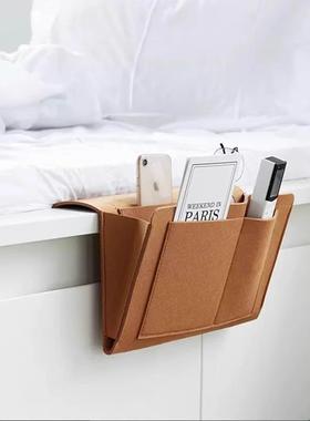 Bedside Storage Bag with Remote Control Holder and Hanging B
