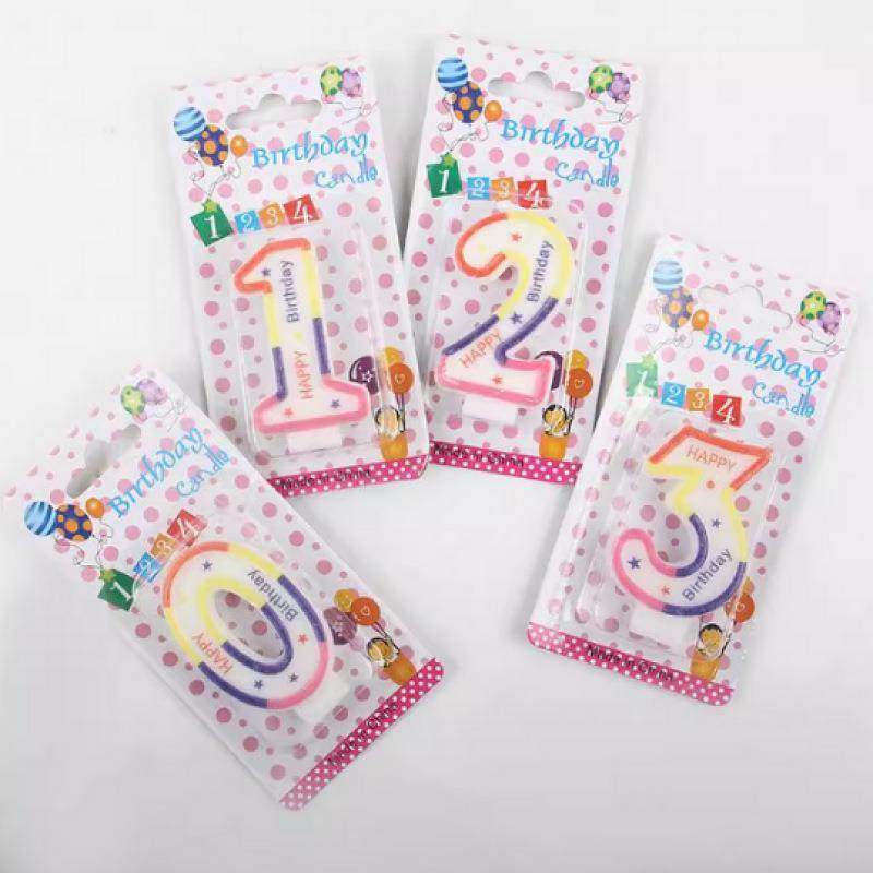 Colorful Gradient Cake Candles, Number Candles for Children'