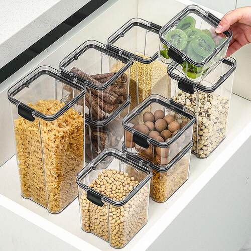 Airtight Grain Storage Containers for Kitchen, PET Transpare