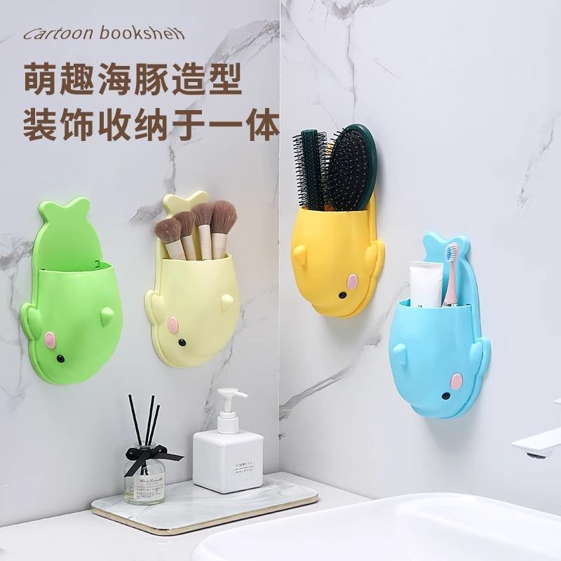 Wall-mounted bathroom shelf with no drilling required, perfe