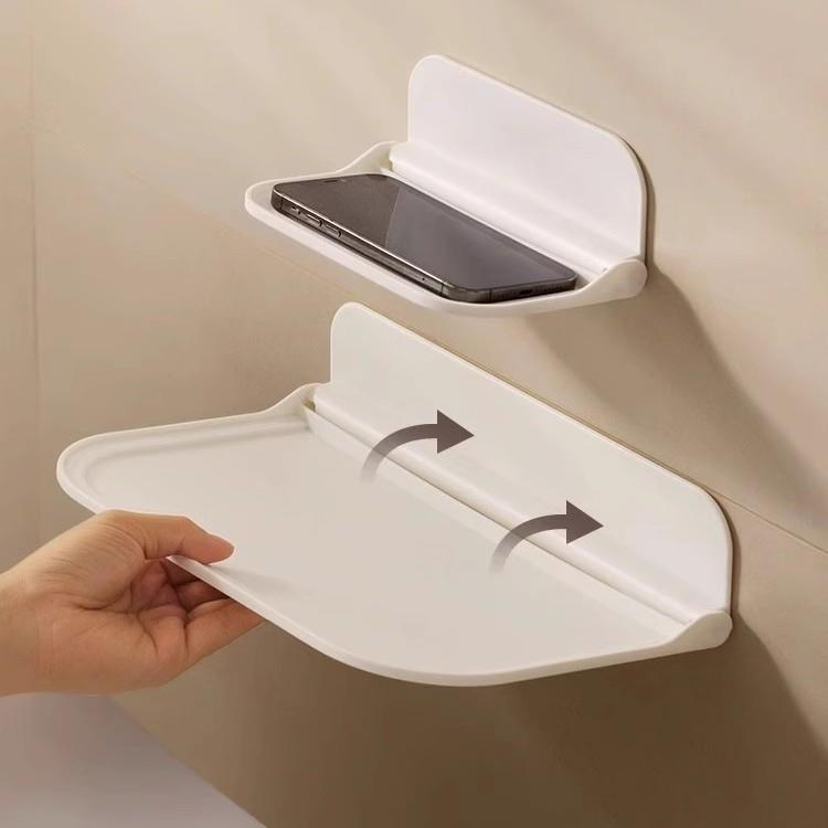 No-drill foldable wall shelf for bathroom, dormitory, bedsid
